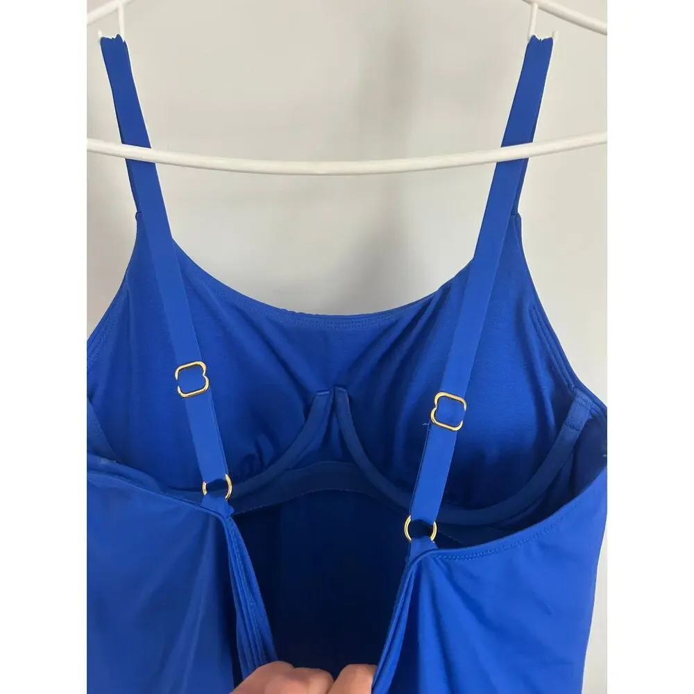 Leilani Solids Cape Town Underwire Tankini Top - Royal Blue NWT